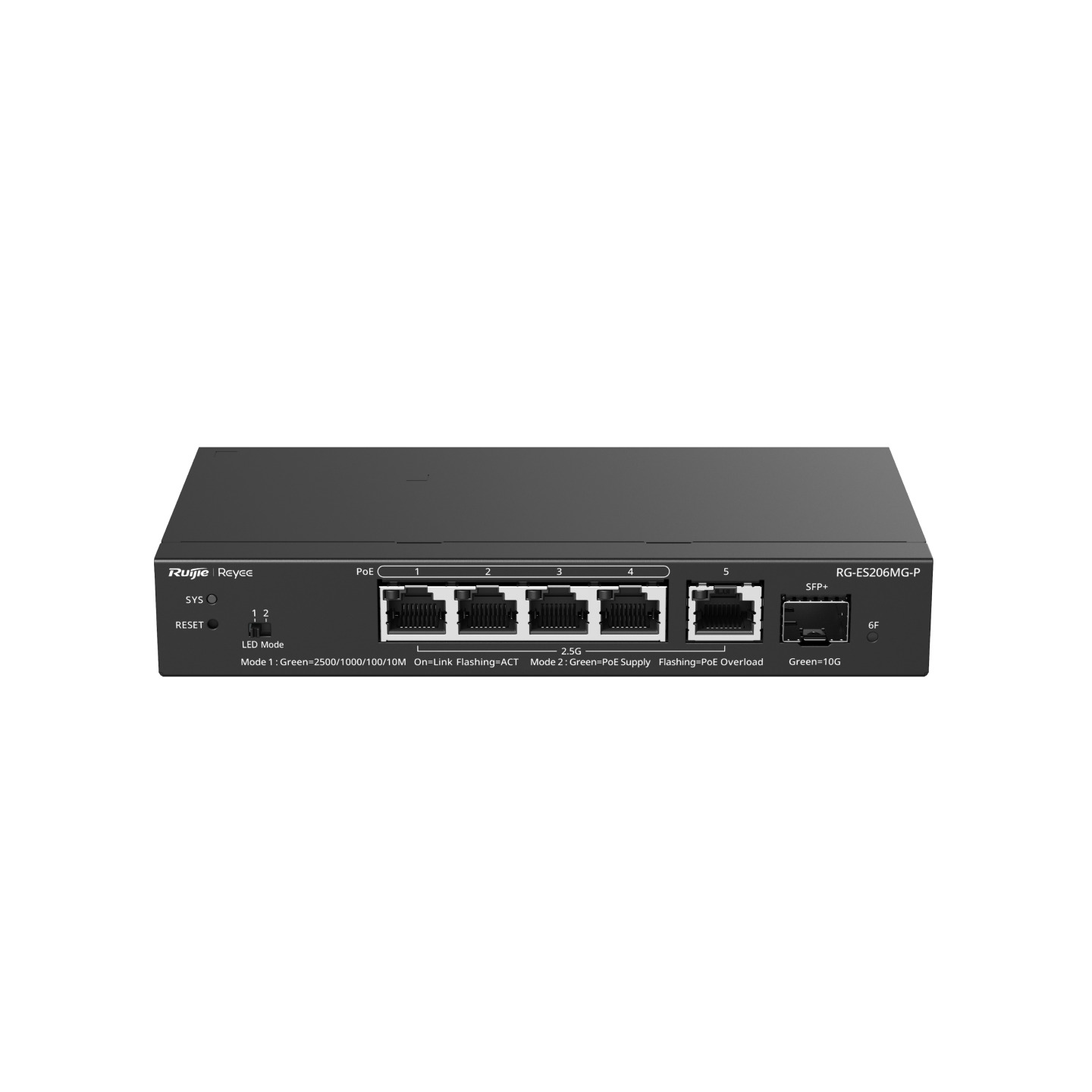 Ruijie Reyee RG-ES206MG-P 5-Port 2.5G Cloud Managed PoE Switch, 1 x 10G Uplink