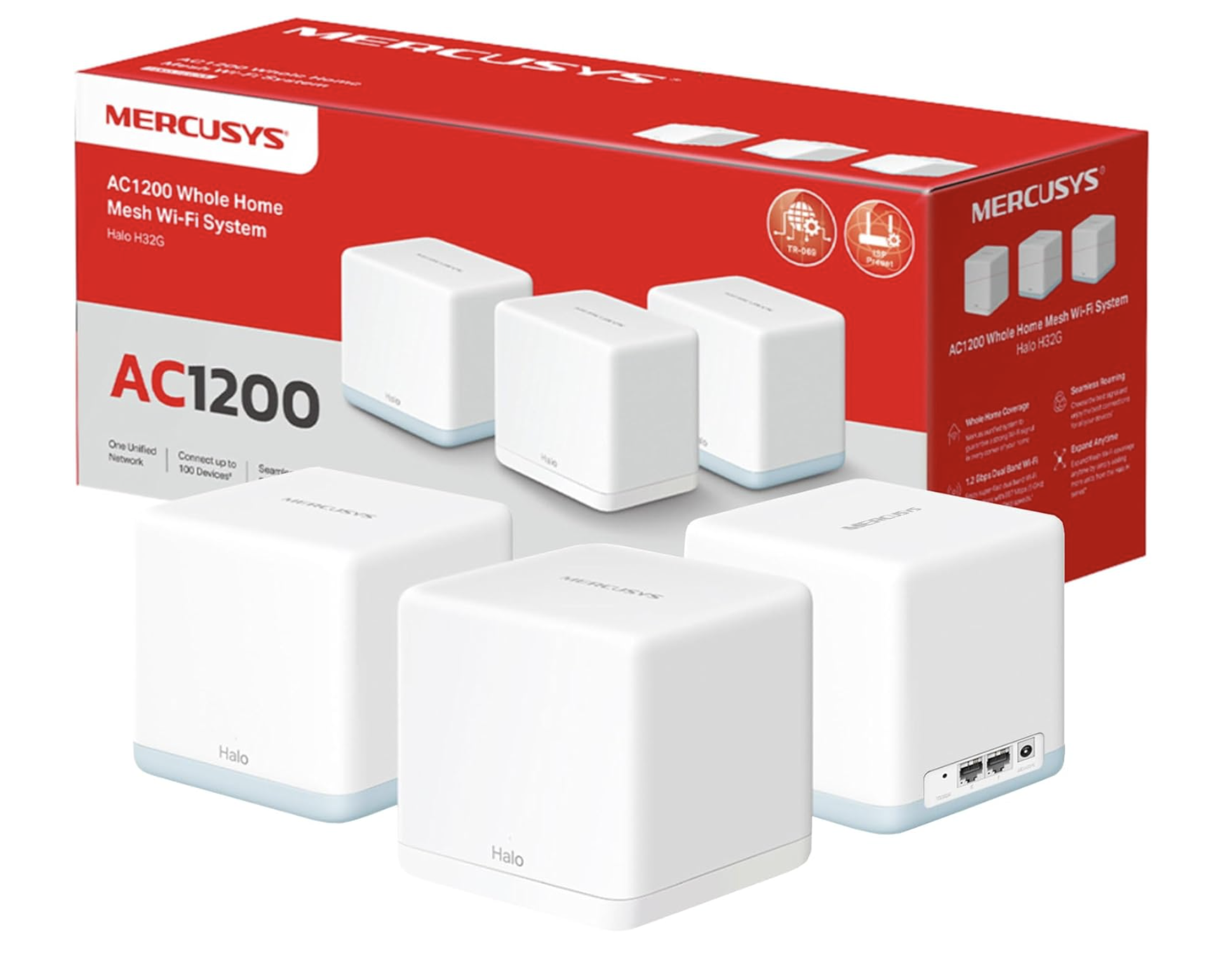 MERCUSYS AC1200 Whole Home Mesh Wi-Fi System Halo H32G(3-pack)-REFURBISHED