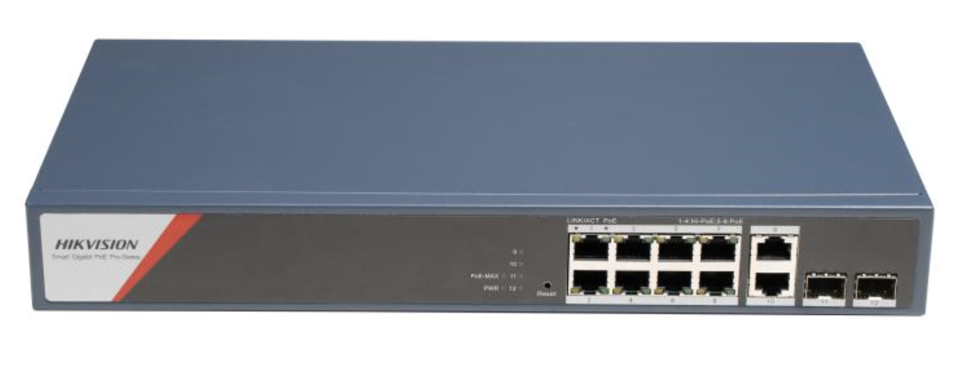 Hikvision 8 Port Gigabit Smart POE Switch With 2x SFP, 2x RJ45 DS-3E1512HP-SI-8P2T2F