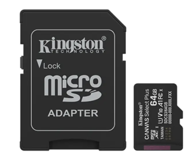 Kingston Canvas Select Plus microSD Memory Card 64GB microSDXC A1 Card SDCS3/64GB