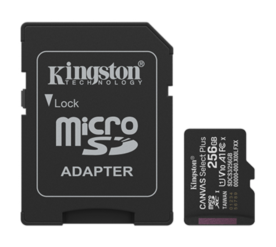 Kingston Canvas Select Plus microSD Memory Card 256GB microSDXC A1 Card SDCS3/256GB