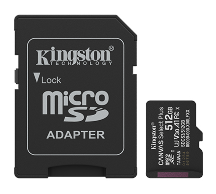 Kingston Canvas Select Plus microSD Memory Card 512GB microSDXC A1 Card SDCS2/512GB