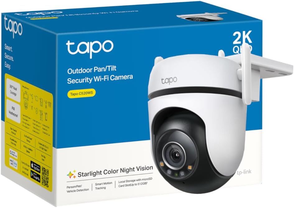 TP-Link Tapo 520WS Outdoor Pan Tilt Security Wi-Fi Camera IP66 Weatherproof AI Detection