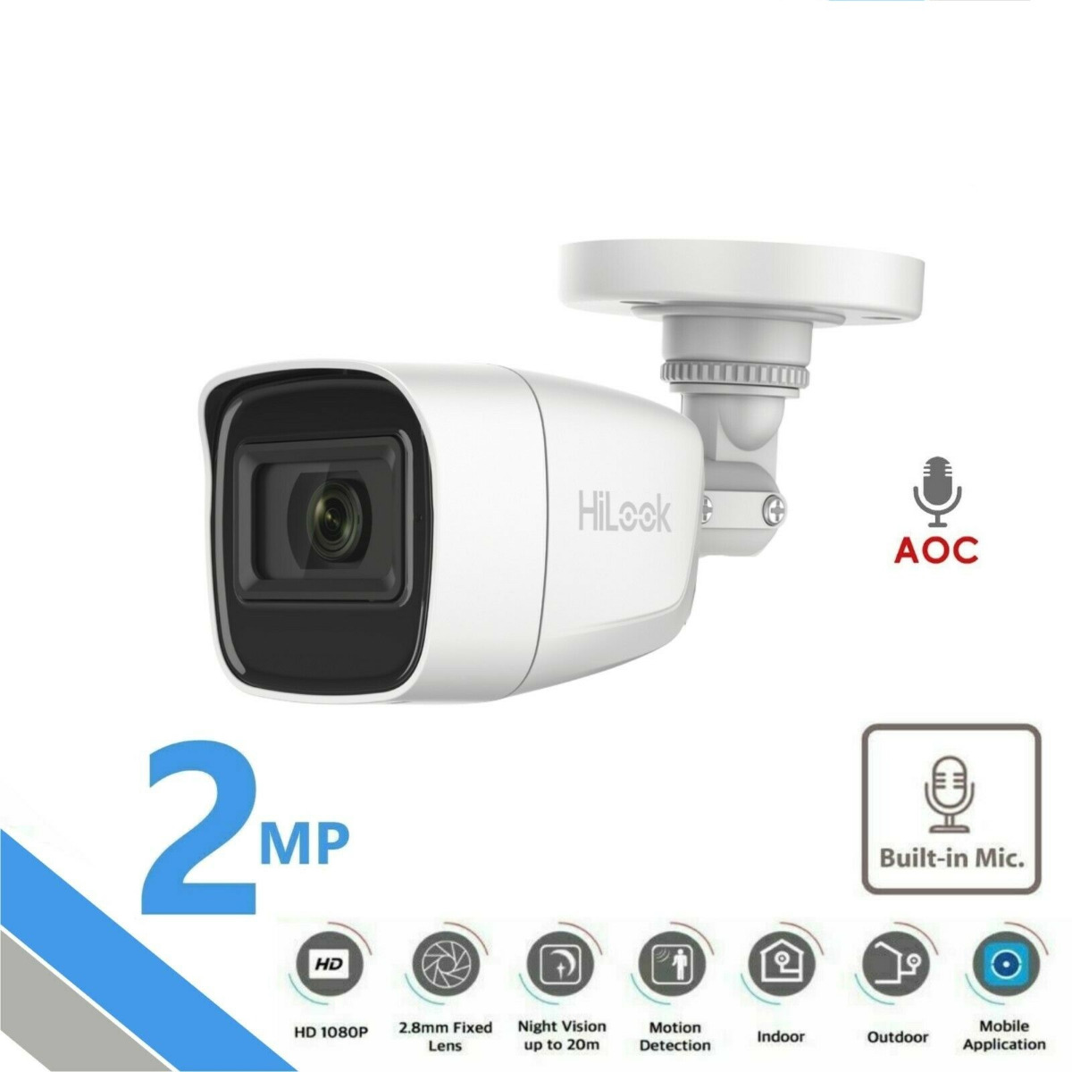 2MP 4-In-1 Turret Audio Camera 20m IR 3.6mm THC-B120-MS HilLook By Hikvision