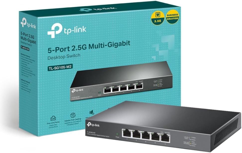 TP-Link TL-SG105-M2 Unmanaged 5-Port 2.5G Multi-Gigabit Desktop Switch, 802.3X F