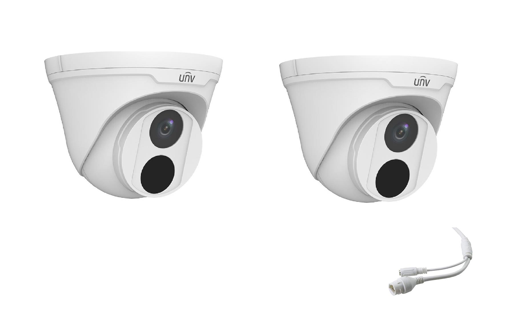 Uniview IPC3612LR3-PF28-D 2MP 2.8mm IP67 PoE IP Turret Camera IR30m Pack of 2- White