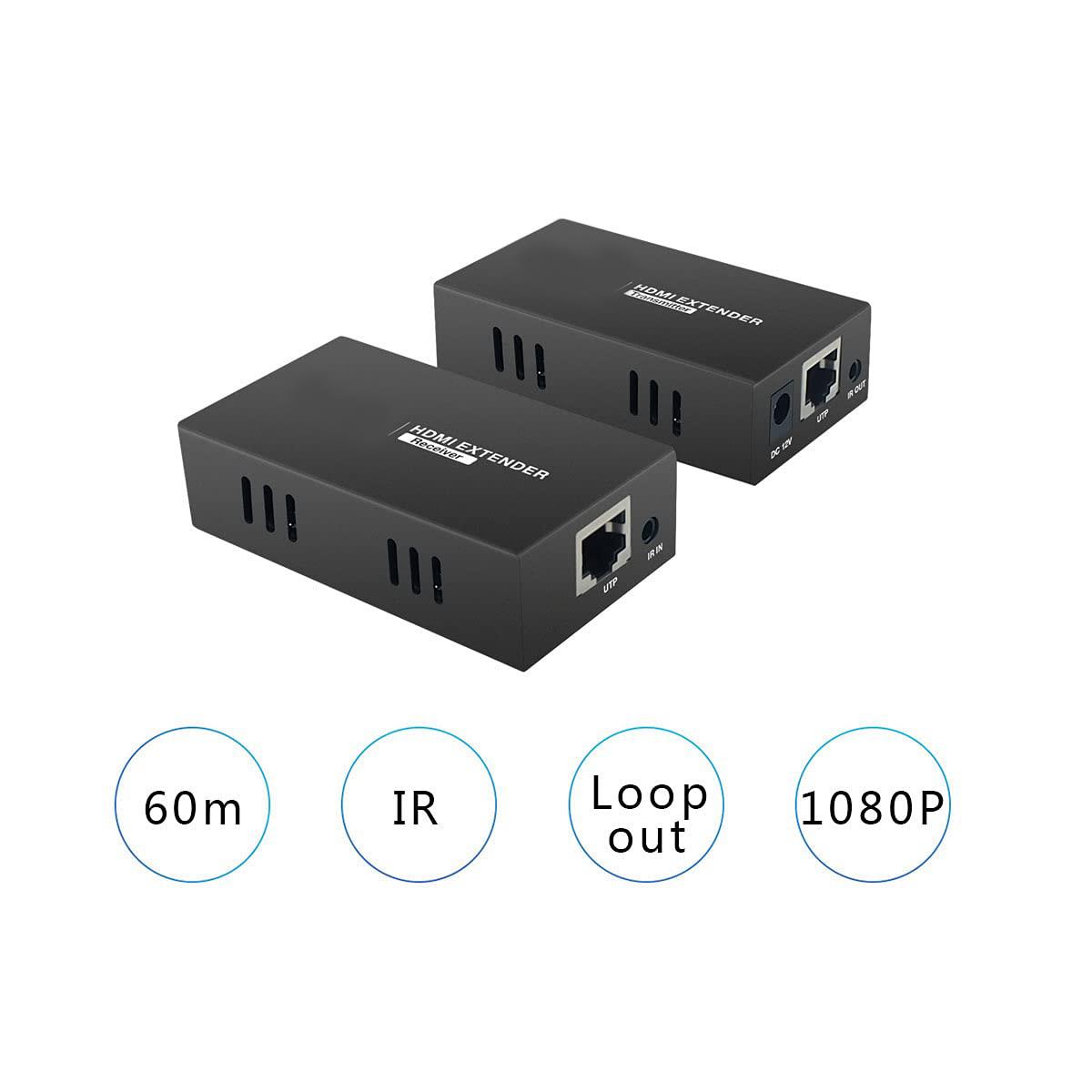 AVA by PACE PT-HT225P-IR HDMI PoE CAT5/6 Extender IR Control HDMI Loopthrough upto 60m
