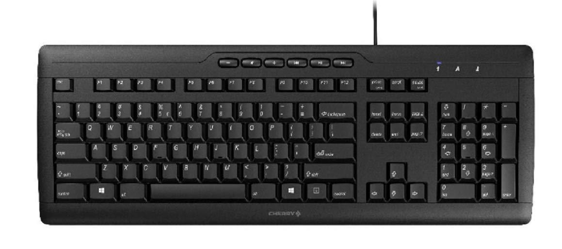 Cherry G85-23200EU-2 STREAM Corded Keyboard 18 Inch Ultraslim 104 with 6 Program Keys USB