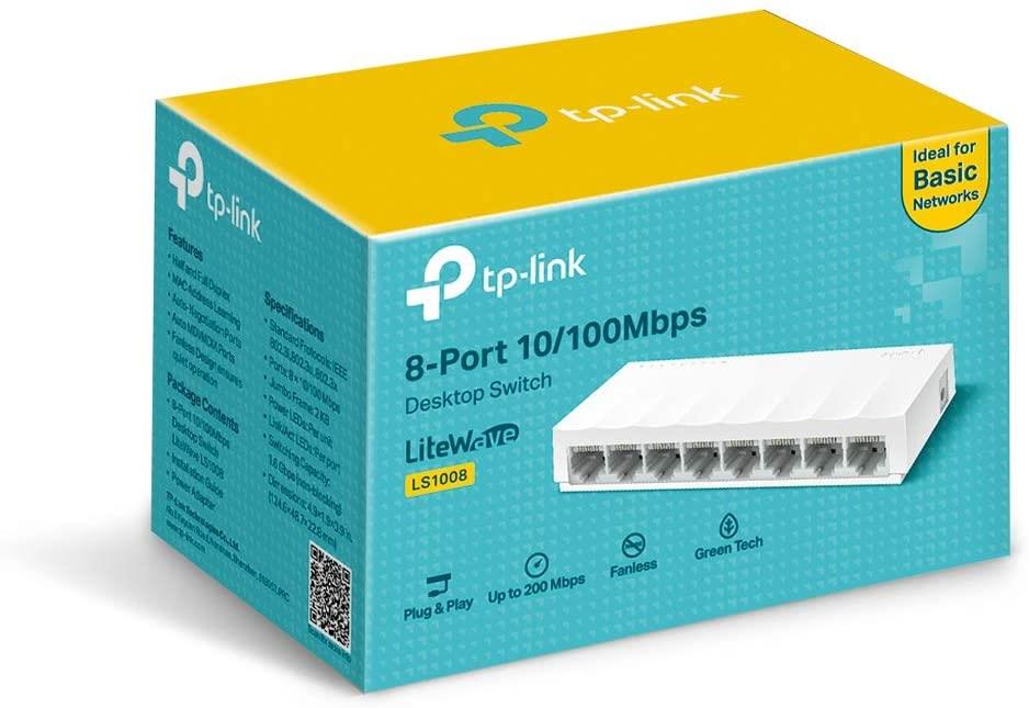 TP-Link LS1008 8-Port 100Mbps Desktop Network Switch Plug and Play UK