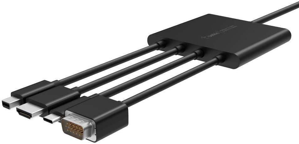 Belkin B2B166 Multiport to HDMI Digital AV Adapter, Mini DisplayPort, USB-C, HDMI and VGA to HDMI Adapter - Black