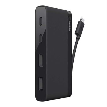 Belkin USB-C 4-Port Mini Hub with Tethered USB-C Cable - USB-C Hub for MacBook Pro, Chromebook Pixel