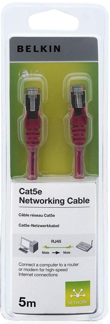 Belkin CAT5e Snagless 5m networking cable Red