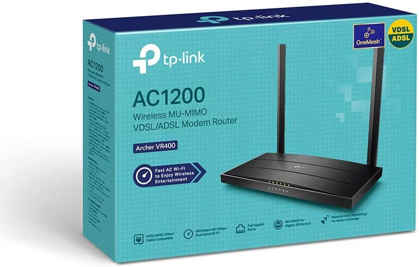 TP-LINK Archer VR400 wireless router Dual-band (2.4 GHz / 5 GHz) Gigabit Ethernet 3G 4G Black