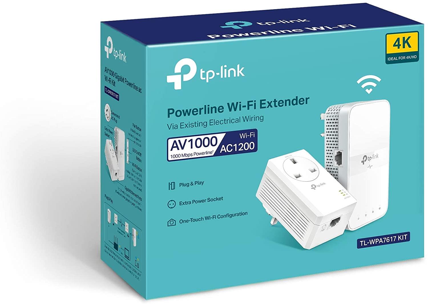 TP-Link TL-WPA7617 KIT AV1000 Gigabit Powerline ac Wi-Fi Extender Kit Refurbished-UK