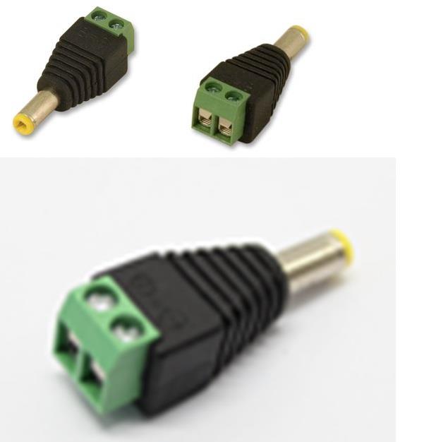 Male DC Power Plug Connector terminal For TVI CCTV Cameras - Gold