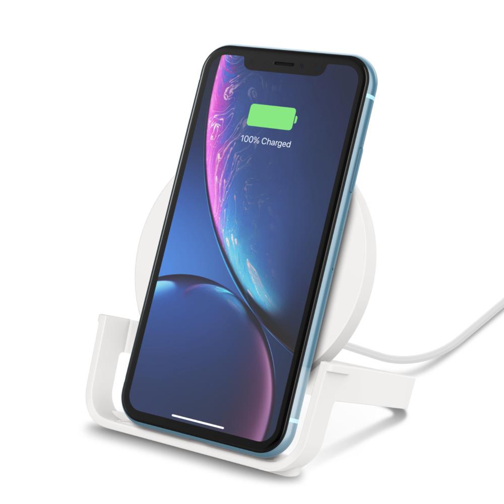 Belkin BoostCharge Wireless Charging Stand 10W (Qi-Certified Fast Wireless Charger for iPhone, Samsung, Google, more), White