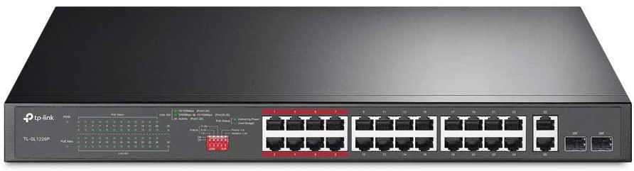 TP-Link TL-SL1226P 24 PoE 100Mbps + 2-Port Gigabit Unmanaged PoE+ Switch