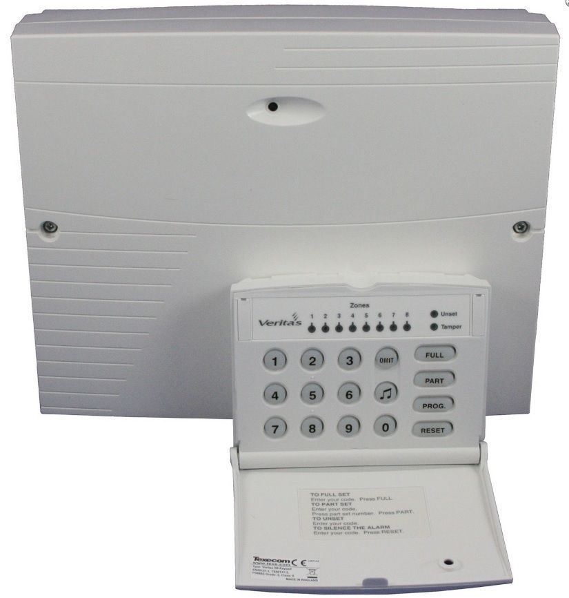 Texecom Veritas 8 Plus with LCD RKP Alarm Control Panel 8 Zone Programable