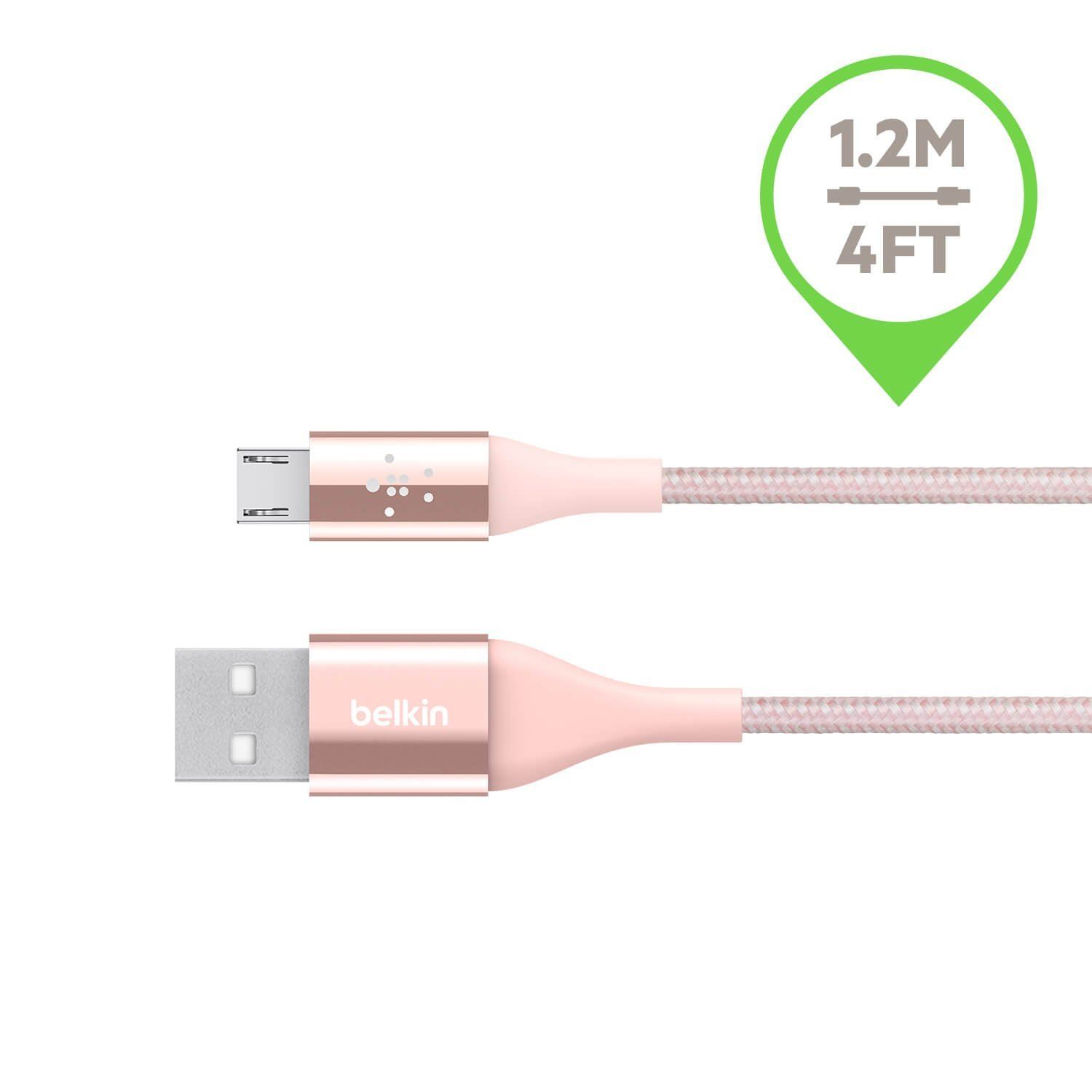 Belkin DuraTek USB cable 1.2 m 2.0 USB A Micro-USB B Gold,Pink