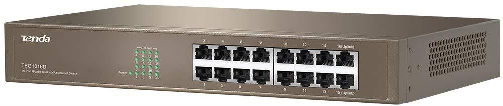Tenda TEG1016D 16-Port Gigabit Ethernet Switch Unmanaged Fanless Play & Plug