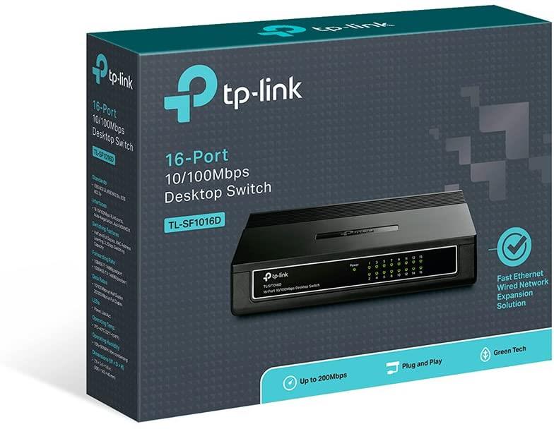 TP-Link TL-SF1016D 16-Port 100Mbps Desktop Switch Plug & Play - UK