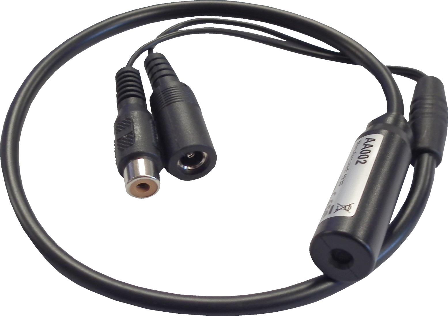 Small covert microphone lead with phono & DC power for use with cameras