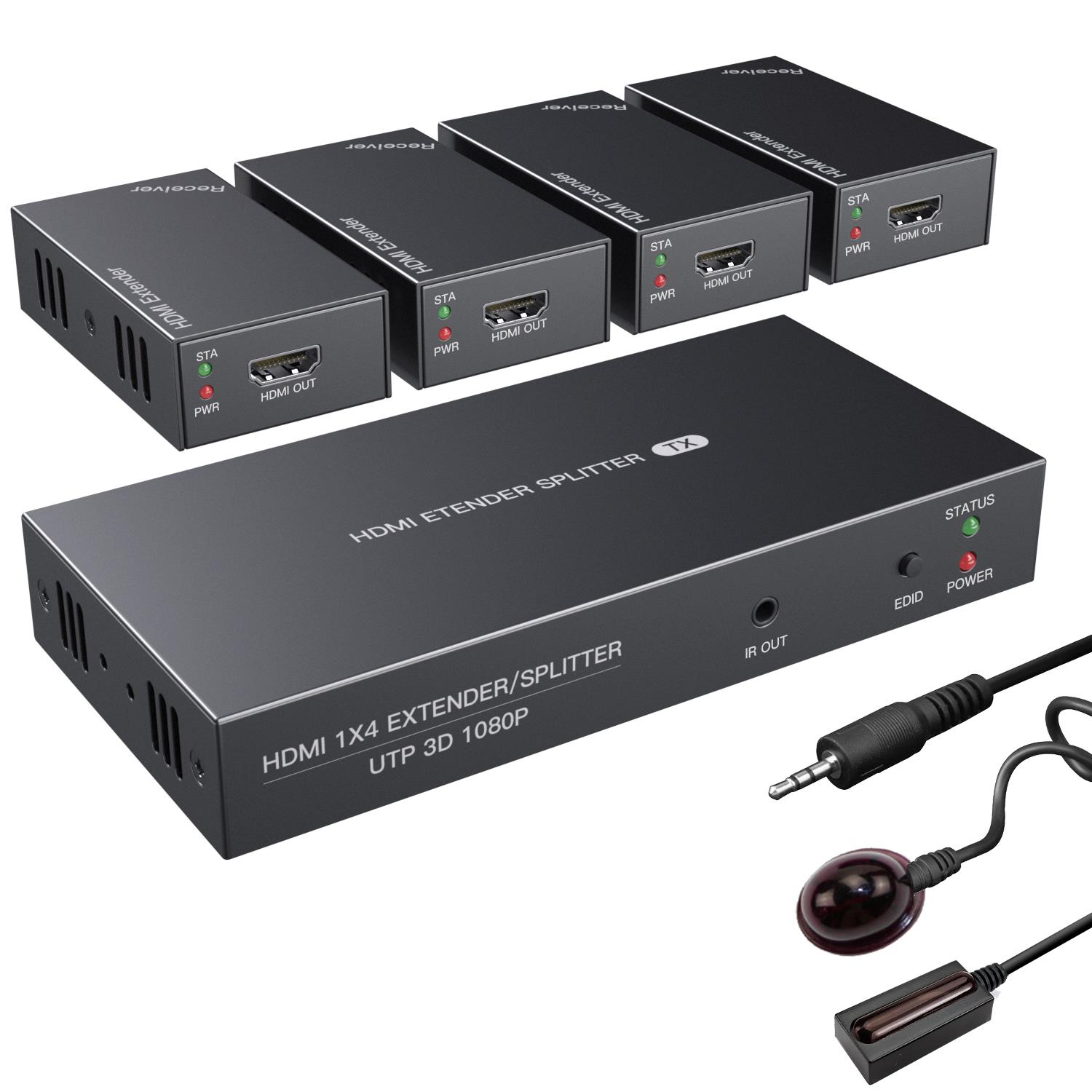 AVA by PACE PT-HTS0104IR 1080p POC HDMI Splitter Extender 1x 4 Port Cat5e/6 IR 50m KIT
