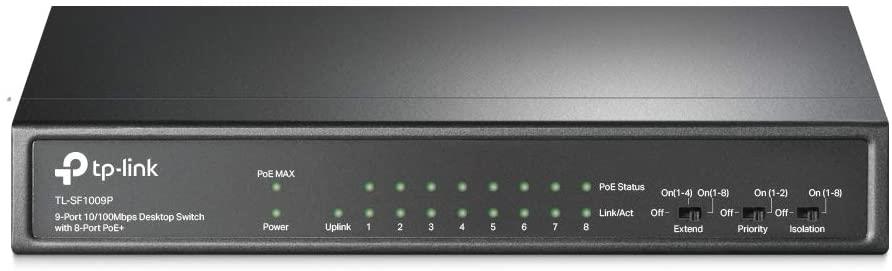 TP-Link TL-SF1009P 9-Port 100Mbps Desktop PoE Switch with 8-Port PoE+ UK