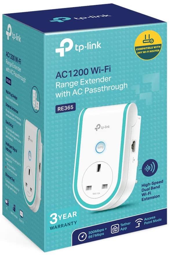 TP-Link RE365 AC1200 Wi-Fi Range Extender Single Booster AC Passthrough 1200Mbps