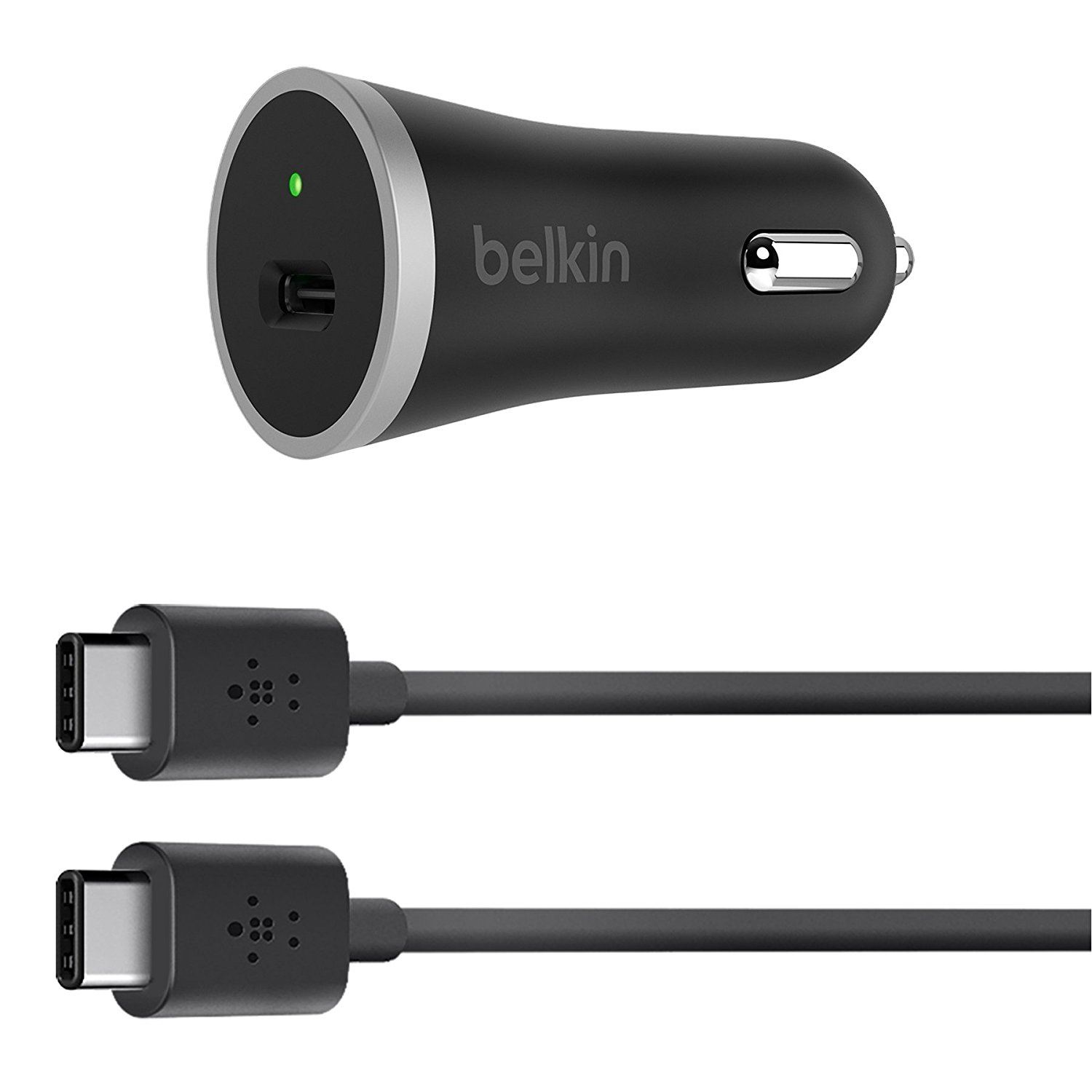 Belkin F7U005bt04-BLK USB-C 15 W Car Charger with USB-C to USB-C Cable - Black