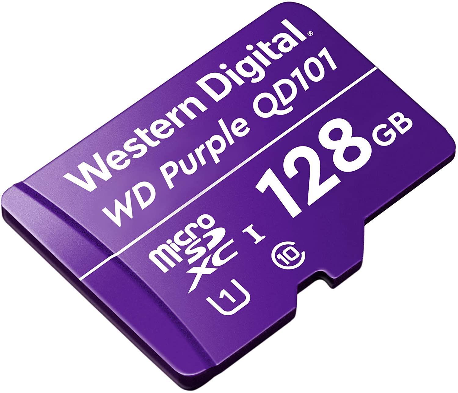 WD SC QD312 128GB microSDXC Extreme Endurance 100MB/s Read, 60MB/s Write, UHS Speed Class 3 U3, Video Speed Class V30 – Purple