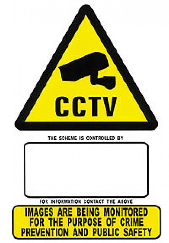 Rigid A4/SIGN PVC plastic CCTV sign, A4 W210mm x L297mm
