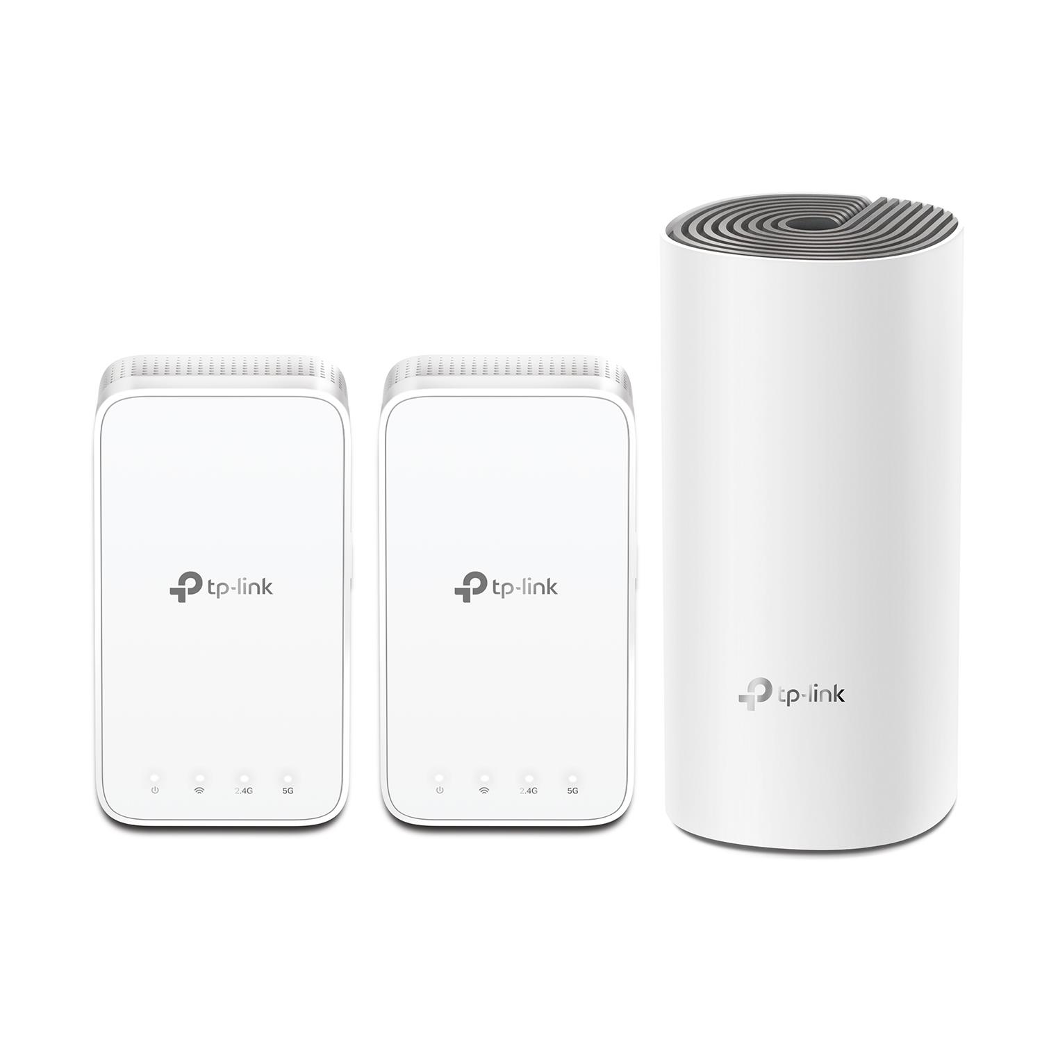 TP-Link Deco E3 AC1200 Whole Home Mesh Wi-Fi System with Wall-Plug Extender, Ideal for Large Home, Work with Amazon Alexa and IFTTT, Router and W-iFi Booster Replacement, Parent Control, Pack of 3