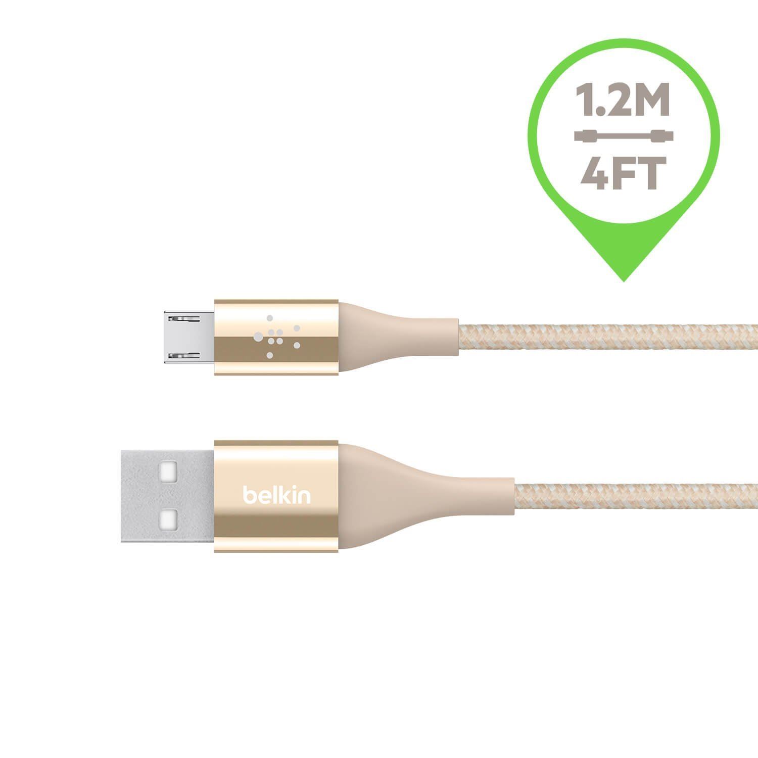 Belkin DuraTek USB cable 1.2 m 2.0 USB A Micro-USB B Gold