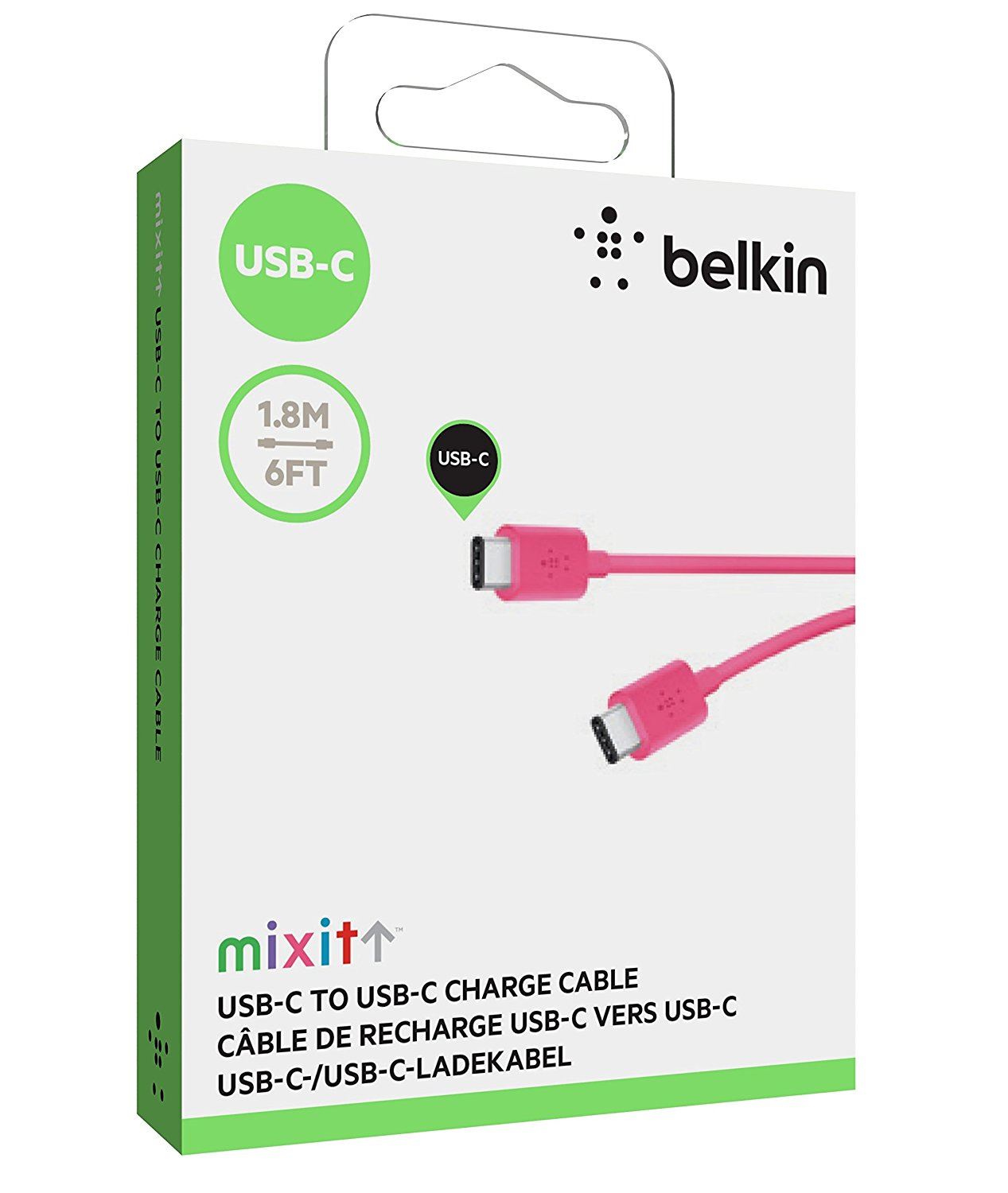 Belkin USB-C to USB-C Charge and Sync Cable (1.8 m) for Type-C Devices - Pink
