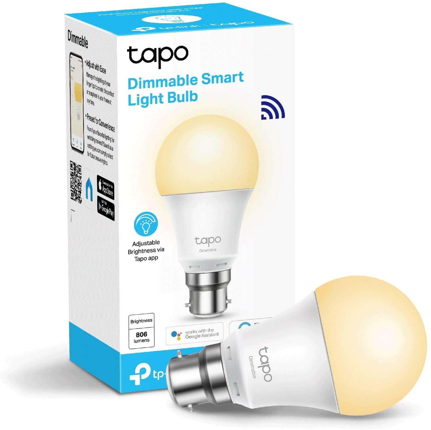 TP-Link Tapo Smart Bulb, Wi-Fi Smart Switch, B22, 8.7 W, Works with Amazon Alexa