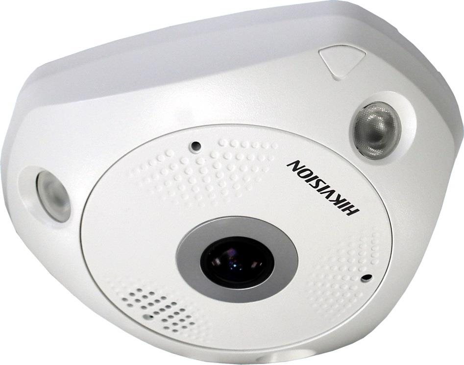 Hikvision 12MP IR fisheye network camera with audio/alarm - White