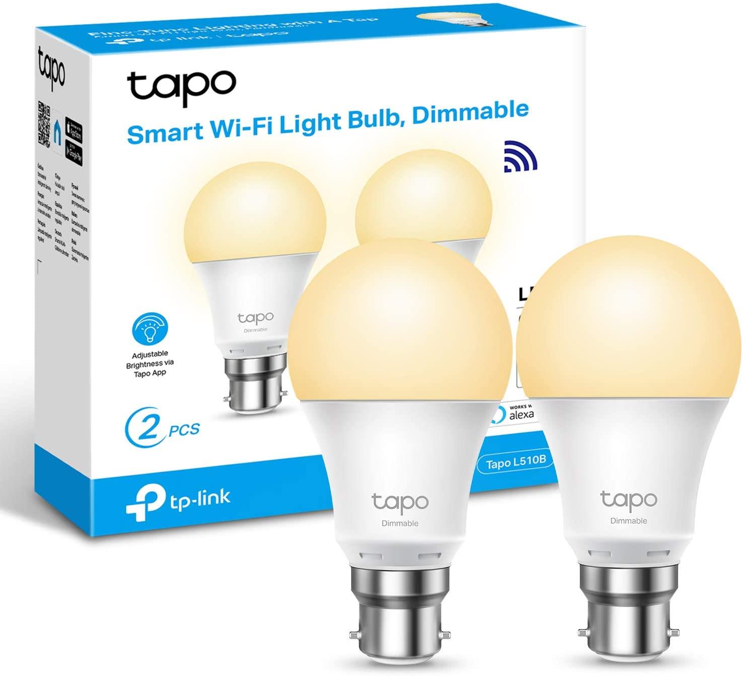 TP-Link Tapo L510B(2-pack) Smart Wi-Fi Light Bulb, Dimmable, B22, 8.7 W, Works with Amazon Alexa