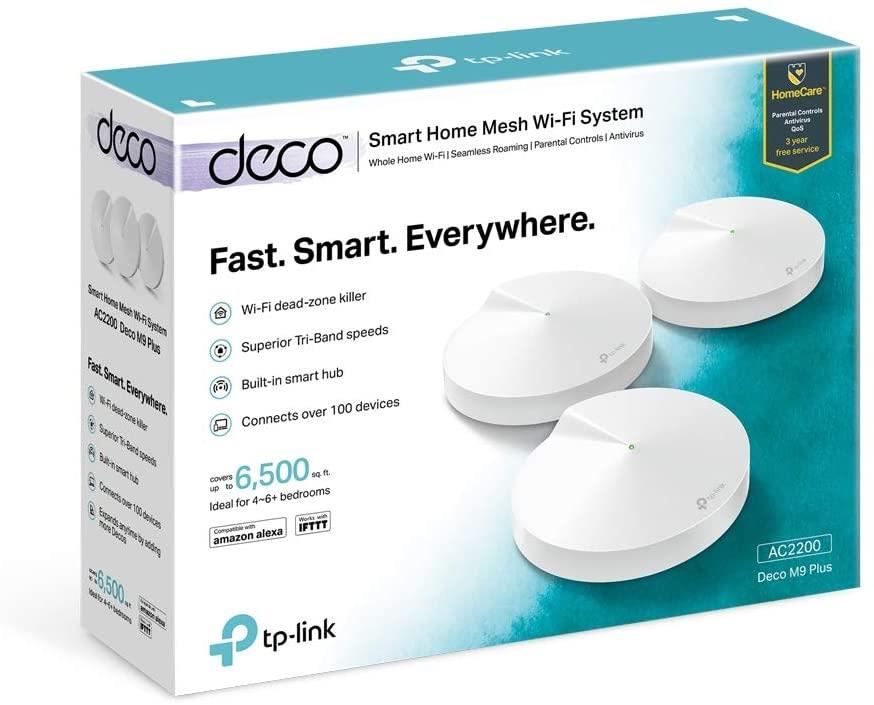 TP-Link AC2200 Deco M9 Plus(3-Pack) Whole Home Mesh Wi-Fi with Built-In Smart Home Hub
