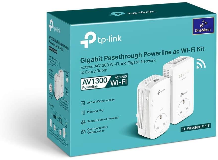 TP-Link TL-WPA8631P KIT AV1300 Gigabit Passthrough Powerline ac Wi-Fi Extender Kit