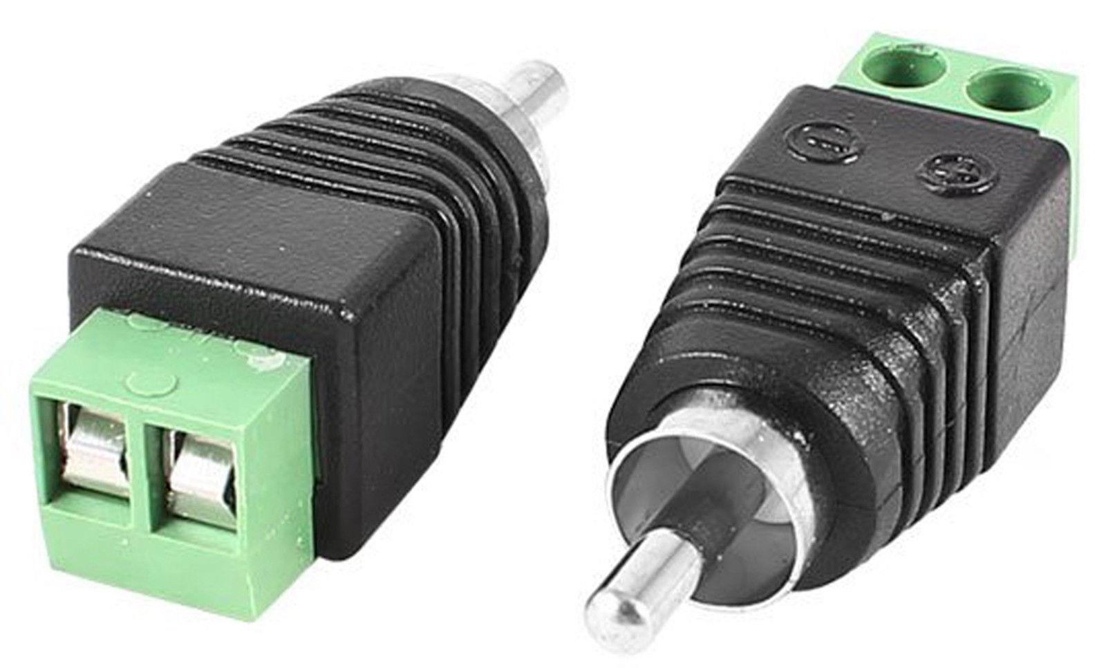 Male RCA Phono Plug to Terminal Screw Block Connectors for Microphone CCTV Pack of 100