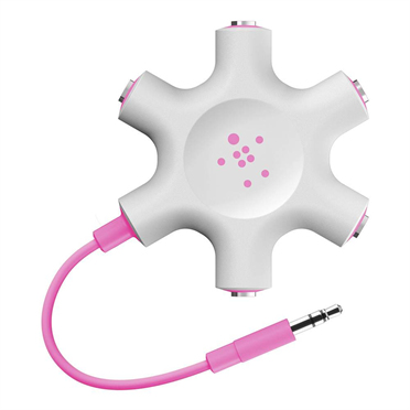 Belkin MixIt Colour Range Rockstar Multi 5-Way Splitter for Headphone Pink