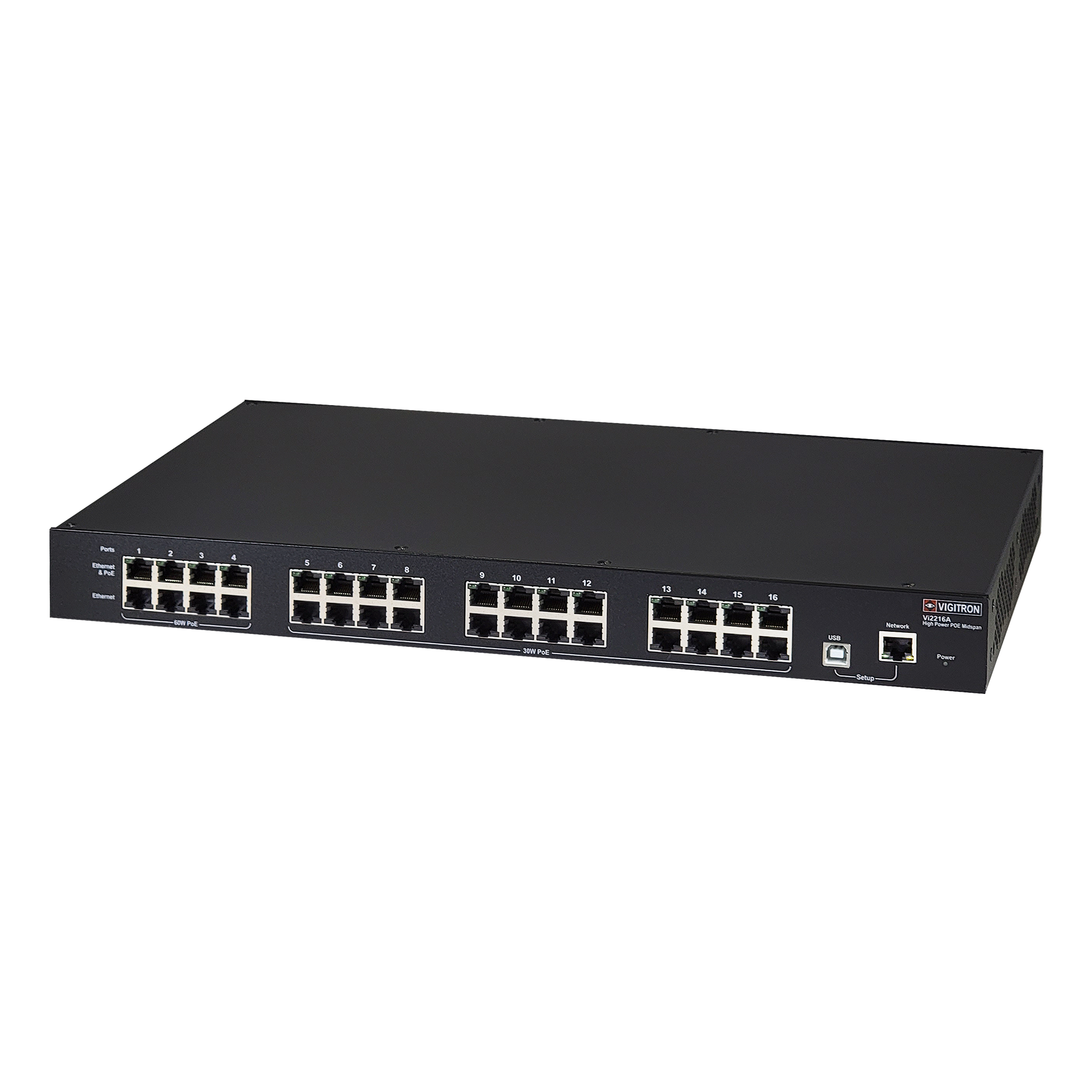 Vigitron 8-Port MaxiiPower Managed 8-port High-Power UPoE+ Midspan - Vi2216A