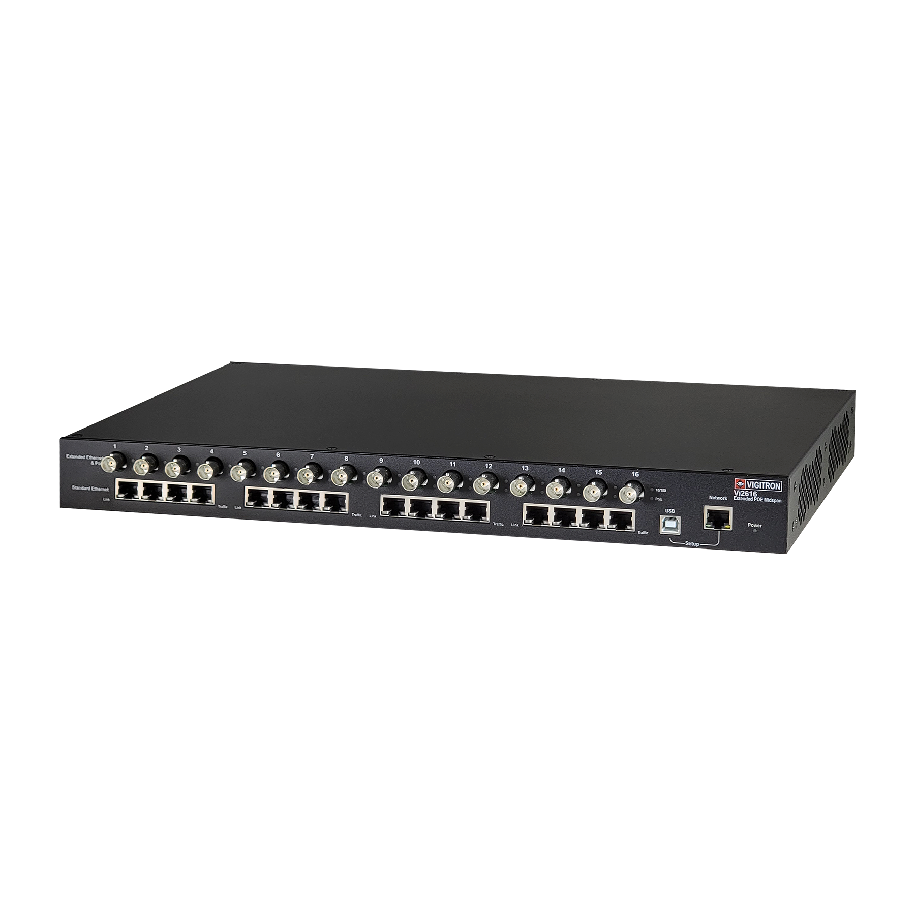 Vigitron MaxiiPower 16-port Managed Extended Coax PoE Midspan - Vi2616