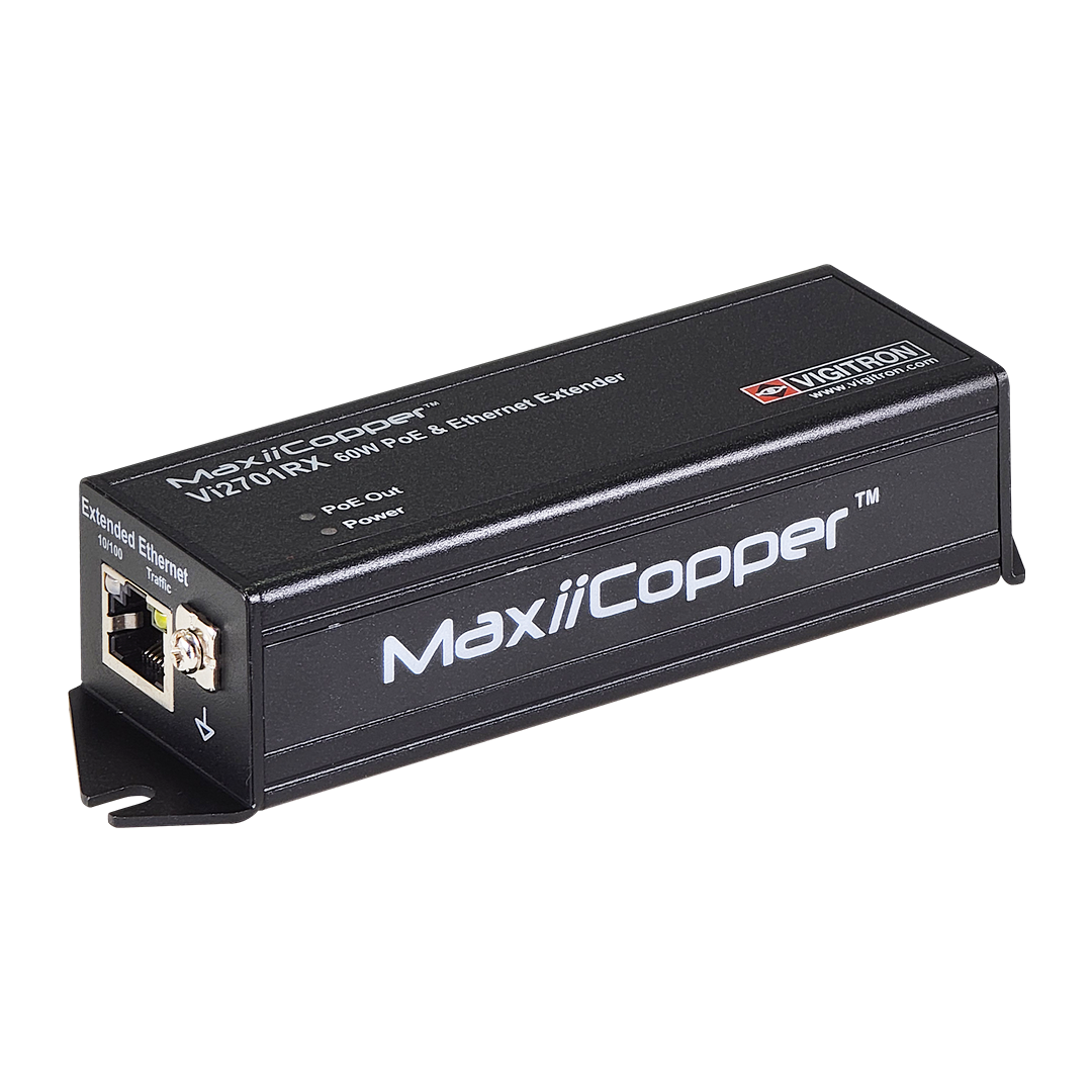 Vigitron 1-Port MaxiiCopper Ethernet and 60W PoE Extended UTP Receiver - Vi2701RX