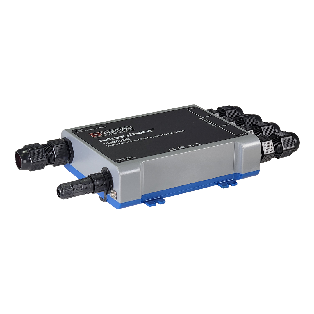 Vigitron 5-Port MaxiiNet 5-Port, 1G, IP67 PoE Powered PoE Switch - Vi30005W