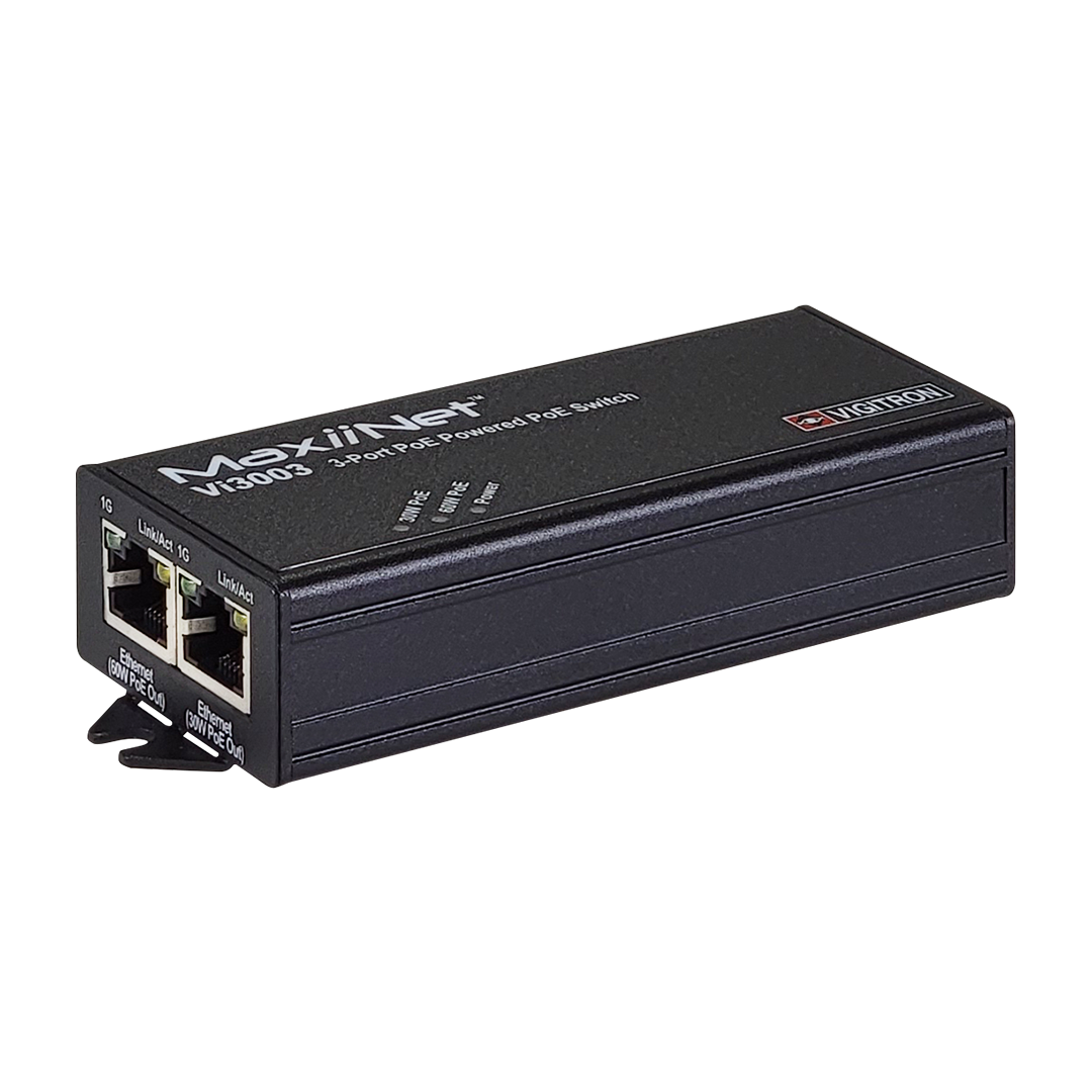 Vigitron Port MaxiiNet 1G Drop and Insert 3-Port 60W PoE Switch - Vi3003