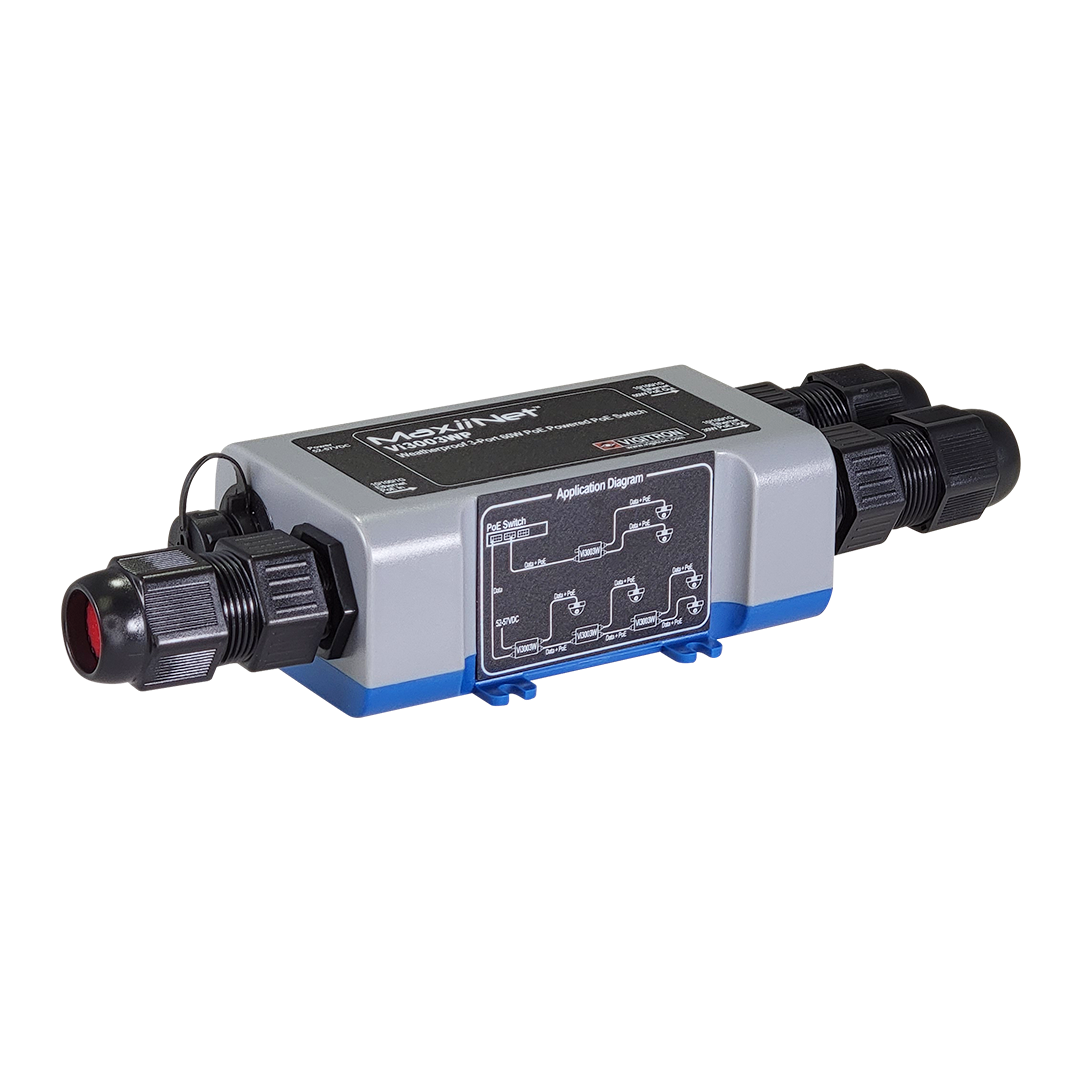 Vigitron MaxiiNet IP67 Weatherproof 1G Drop and Insert 3-Port 60W PoE Switch - Vi3003WP