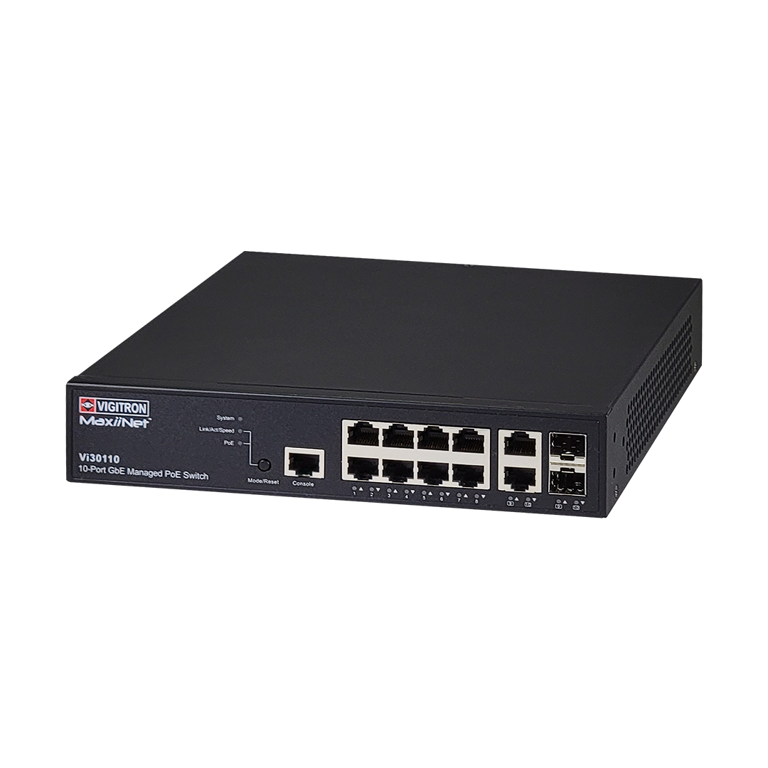 Vigitron Port MaxiiNet 10-Port Gigabit Ethernet L3 Lite Managed PoE Switch - Vi30110