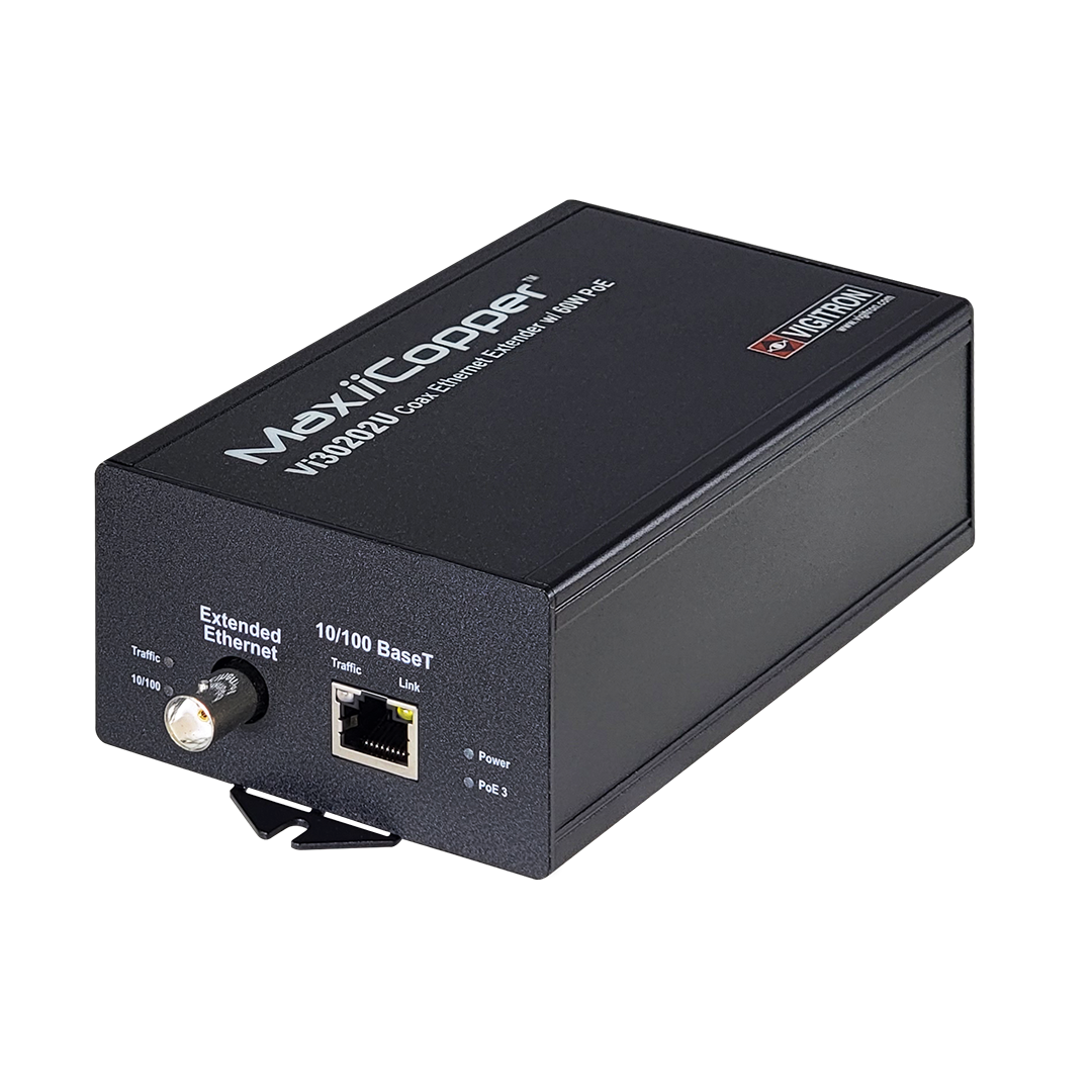 Vigitron 1-Port MaxiiPower Coax Ethernet Extender w/60W PoE & DC input - Vi30202U